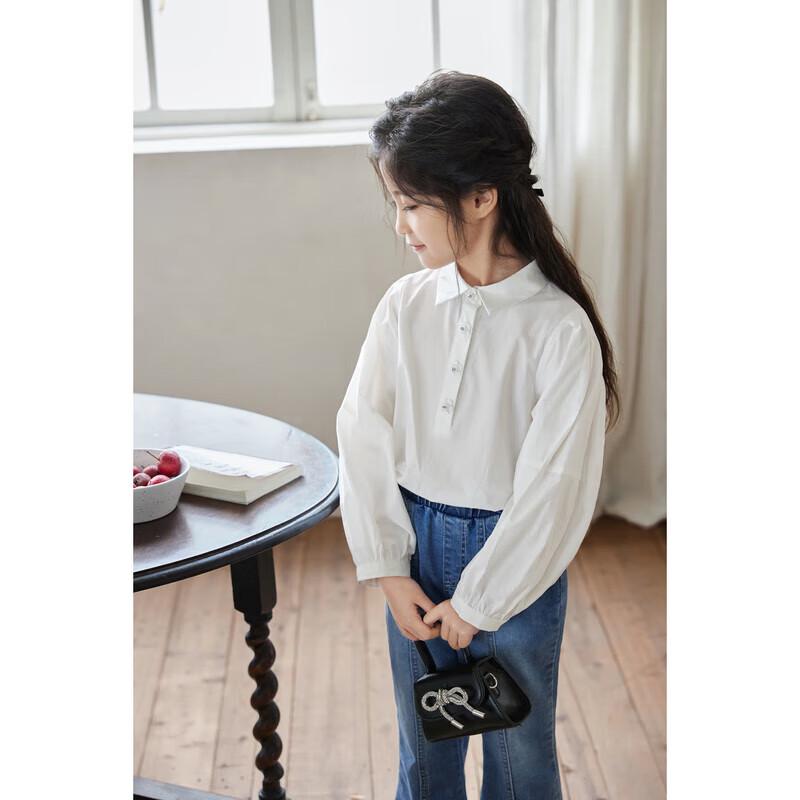 LUSON Girls' Floral Half-Placket Casual Shirt