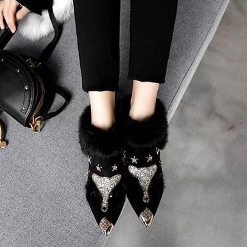 Fashion Booties Cute Autumn Winter Ankle Boots for Women Fox Head Rhinestone Boot New Rock Fashion 2025 Footwear Y2k Woman Short Shoes
