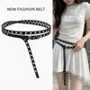 Womens PU Double Layer Thin Belt With Alloy Pin Buckle Y2K Streetwear Fashion Accessory Casual Outfits