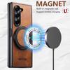 Samsung Z Fold7/6/5 Magnetic Wireless Charging Leather Case with 360° Rotating Ring Stand