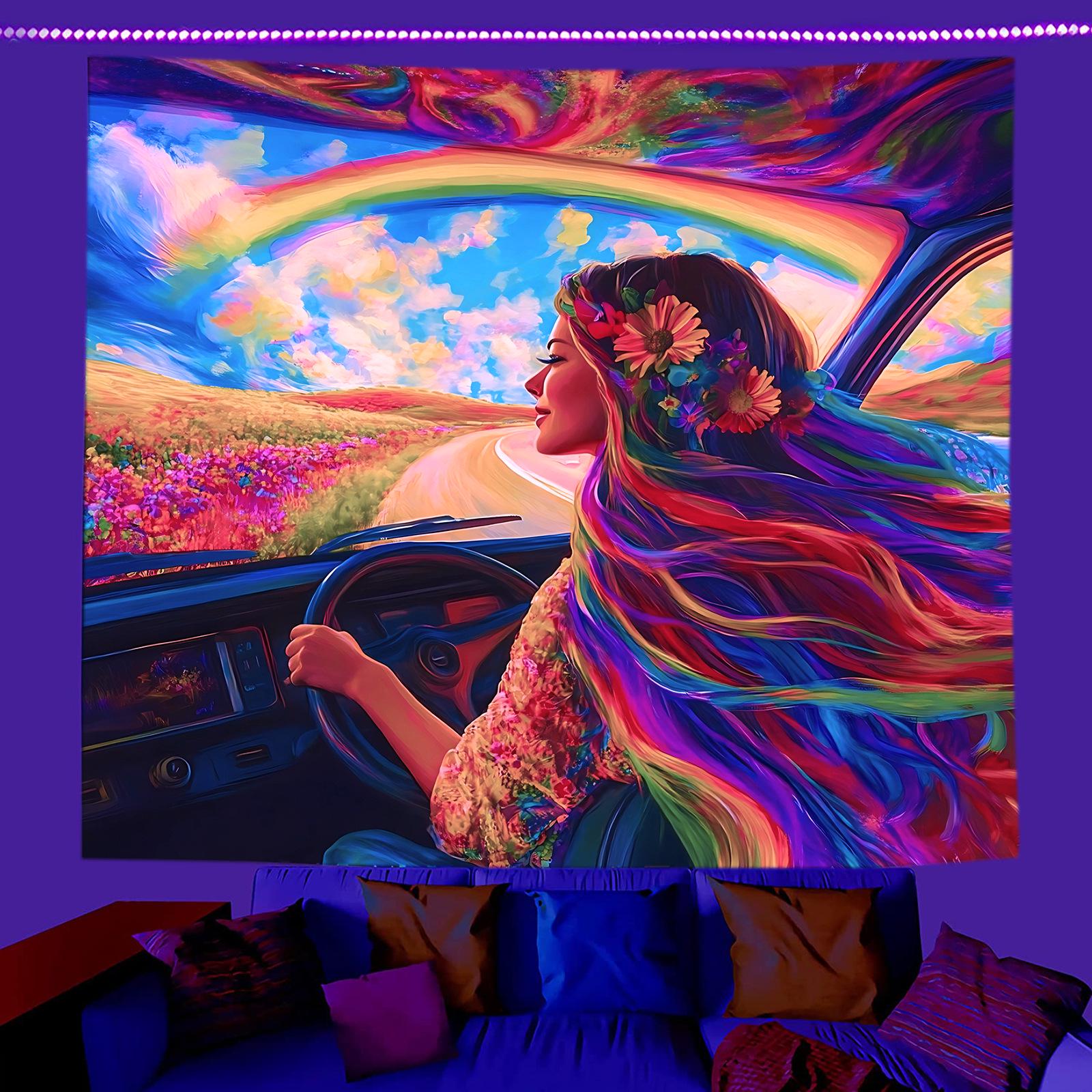 

Флуоресцентный гобелен с изображением черепа «Двенадцать созвездий» для настенного украшения спальни 130x150 cm