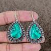 Chrysocolla Malachite Gemstone 925 Sterling Silver Jewelry Earring 2.25" KKG-707
