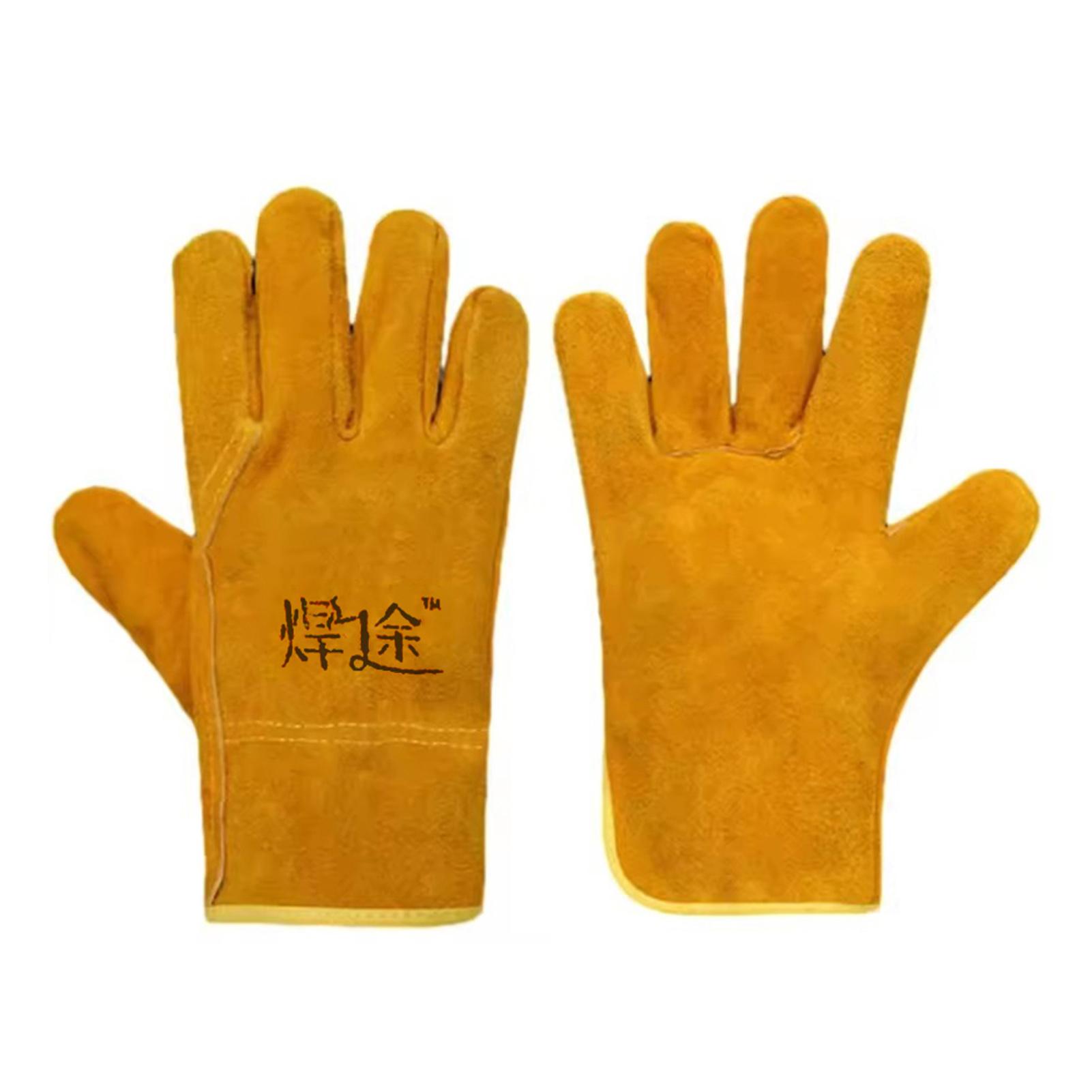 Перчатки из коровьей кожи, Сварочные защитные перчатки, Термостойкие кожаные рабочие краги, Промышленные кожаные перчатки с защитой от порезов