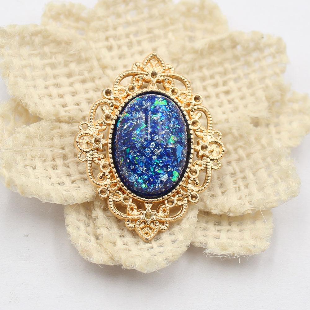 Gold 10 piece set 27 * 33mm flat back oval glitter resin flower plate DIY clothing hair accessories bow flower accessories