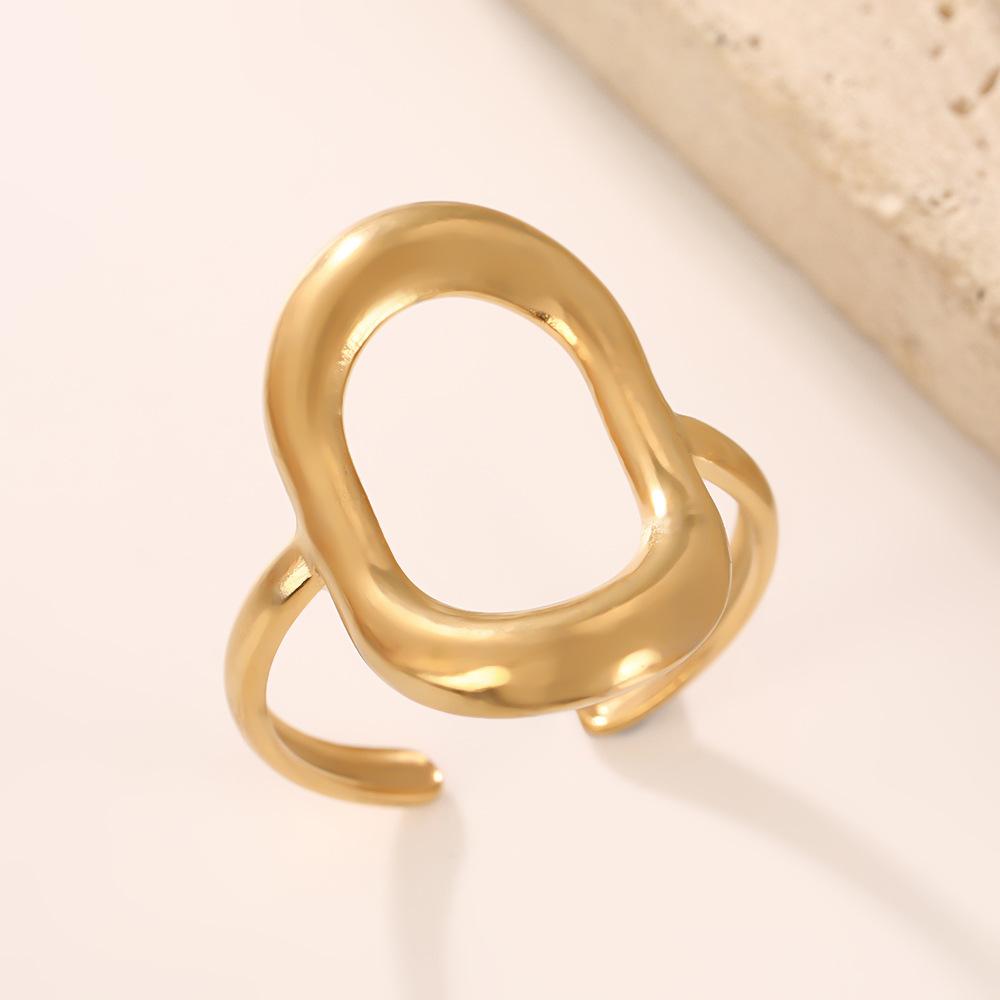Stainless Steel Gold Color Rings Women Trendy Heart Moon Star Snake Open Rings Geometric Zircon Birthday Gift Wholesale
