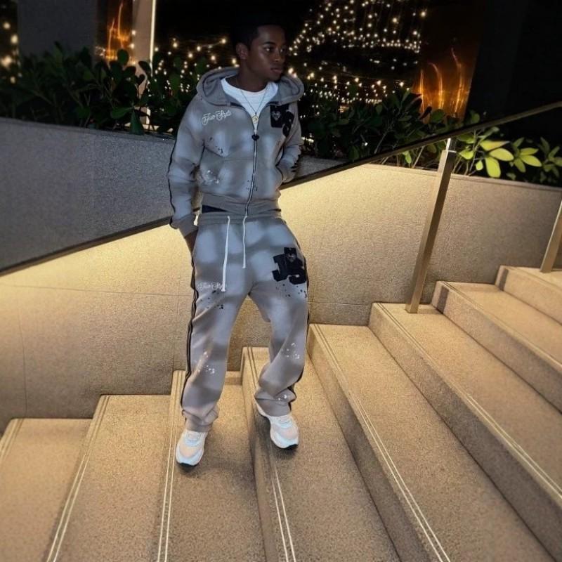 Unisex Oversized Drop-Shoulder Hoodie Jogger Set 3D Digital Print Casual Sportswear