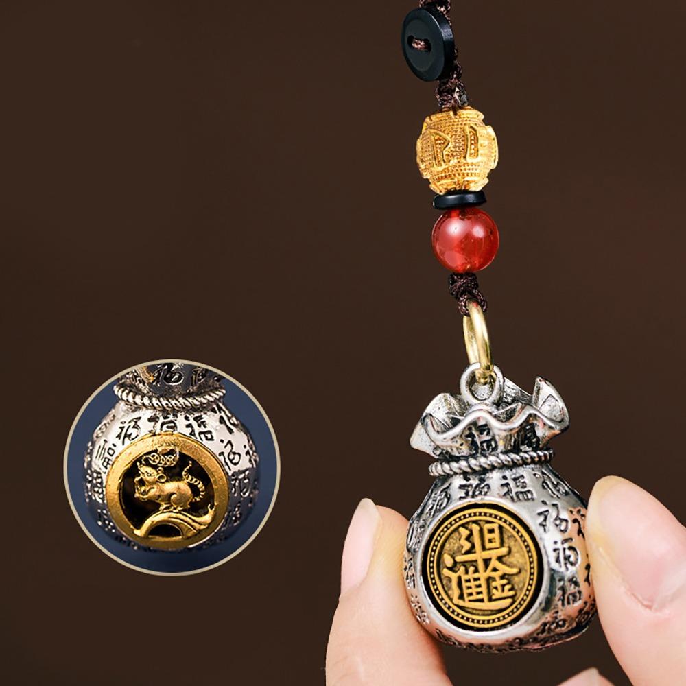 Chinese Style 12 Zodiac Keyring Brass Dragon Keychain Sheep Lucky Bag Pendant  Backpack Decor