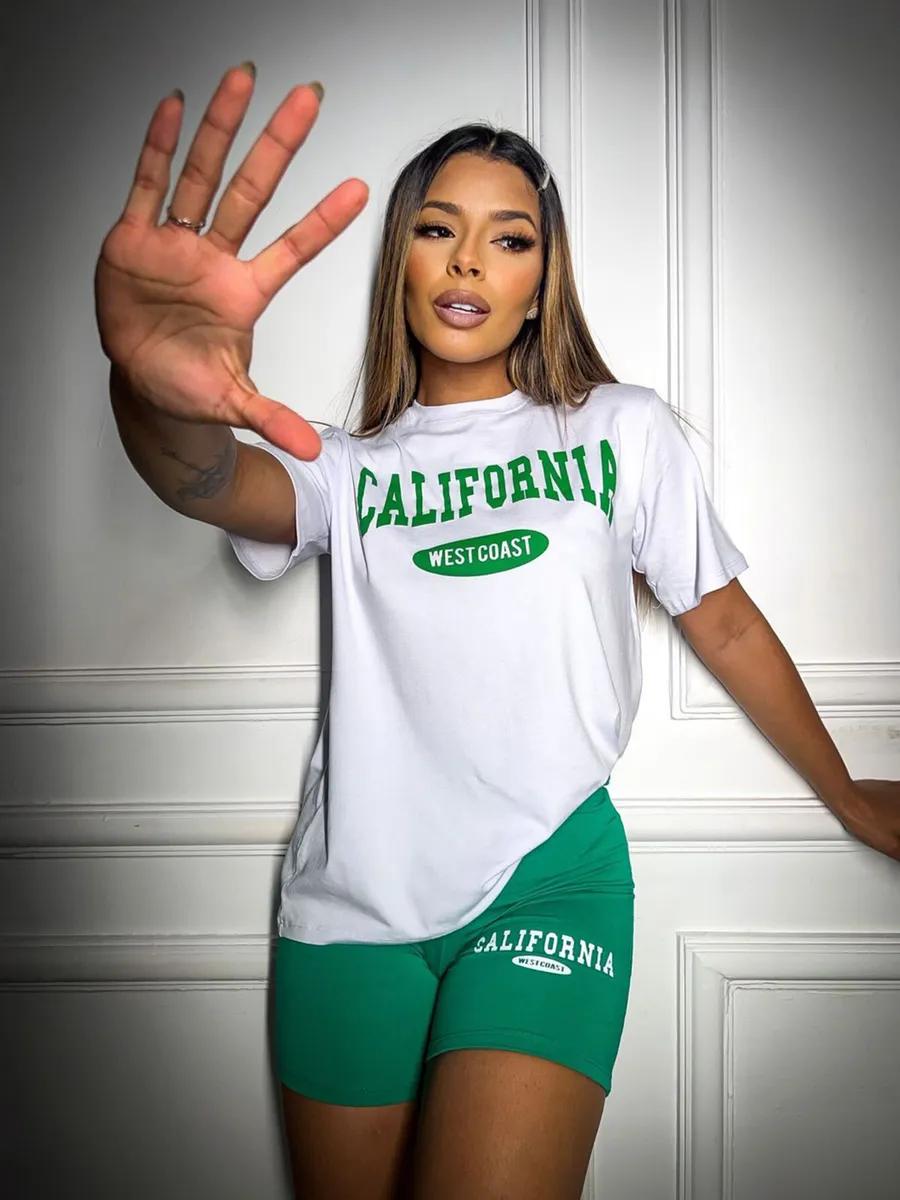 Oversized thick T-shirt with California print L