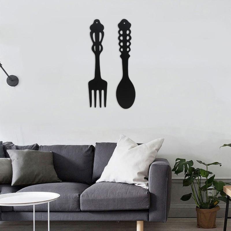 2pcs Fork and Spoon Metal Wall Decor for Kitchen Home Dining Living Room Rustic Hanging Sculpture Farmhouse Housewarming