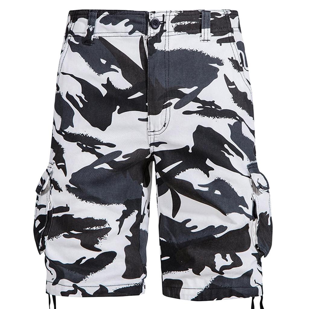 Men's Summer Multi-Pocket Cargo Shorts Men's Casual Fashion Solid Color Loose Cargo Shorts