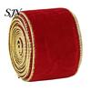 Gold Edge Ribbon for Trees Velvet Christmas Ribbon, 2.5 x 78 Inch Wired with Edges Gift Wrapping, Bow Making, DIY Crafts, Garland, Wreath, Tree Decor