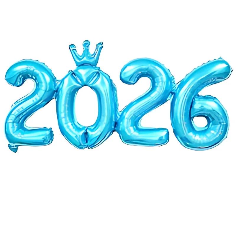 Crown Number Foil Balloons Happy New Year Eve Party Decoration Photo Booth Props Supplies Christmas Home Decor Navidad 2026
