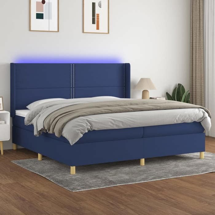 VidaXL Sommier à Lattes de Lit avec Matelas et LED, Lit Rembourré avec Tête de Lit, Lit Double, Lit Adulte de Chambre, 3138827