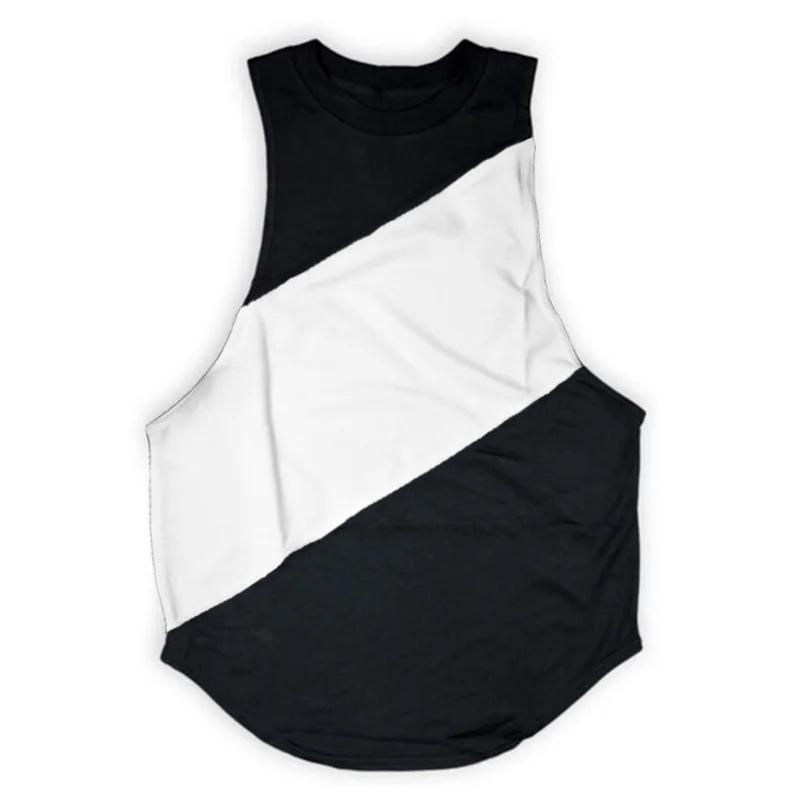 Muscleguys Running Vests Men Cotton Patchwork Mesh Cut Off Gym Tank Tops Bodybuilding Sleeveless Shirts Fitness Clothing Workout Singlets