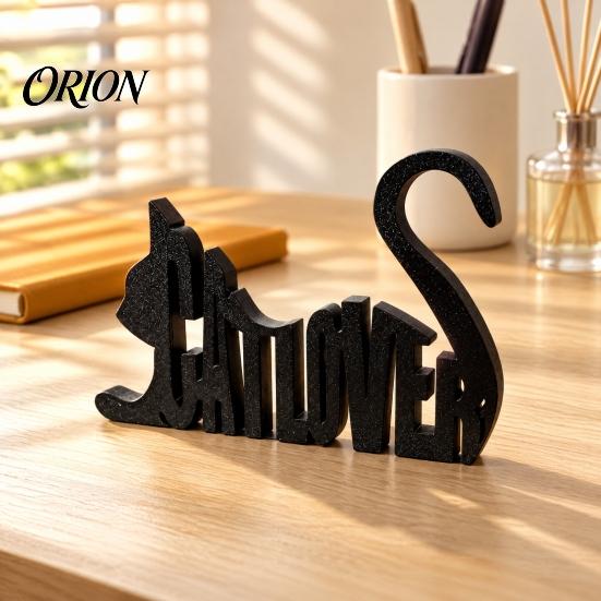 Personalized Desk Statues 3D Printed Cat Letter Ornament, Black Alphabet Decor, Creative Birthday Gifts for Lovers Lover Tabletop Figurine Bookshelf