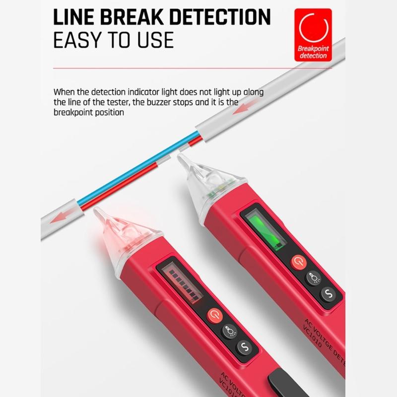 Adjustable Sensitivity Electrical Tester Pen Not Contact Voltage Detectors Live Wire Identifier Flashlight Color Display