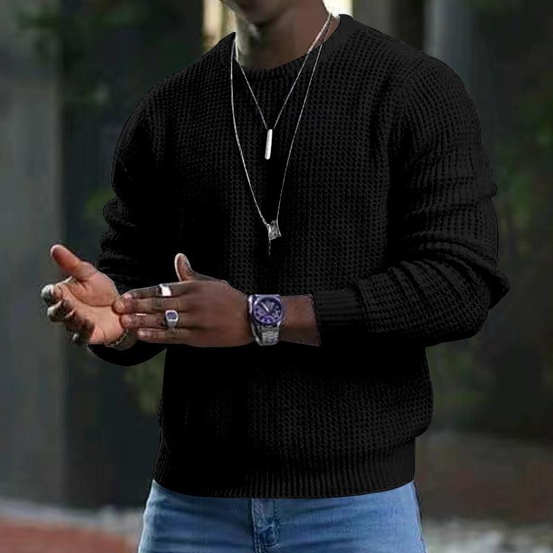 Men S Long Sleeve Crew Neck Loose Fit Casual Knit Sweater