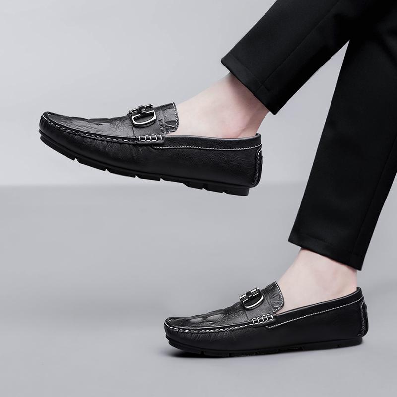 Fashion Man Walking Shoes Moccasins Genuine Leather Men Loafers Handmade Slip On Footwear Classic Business Shoes Breathable Male Flats