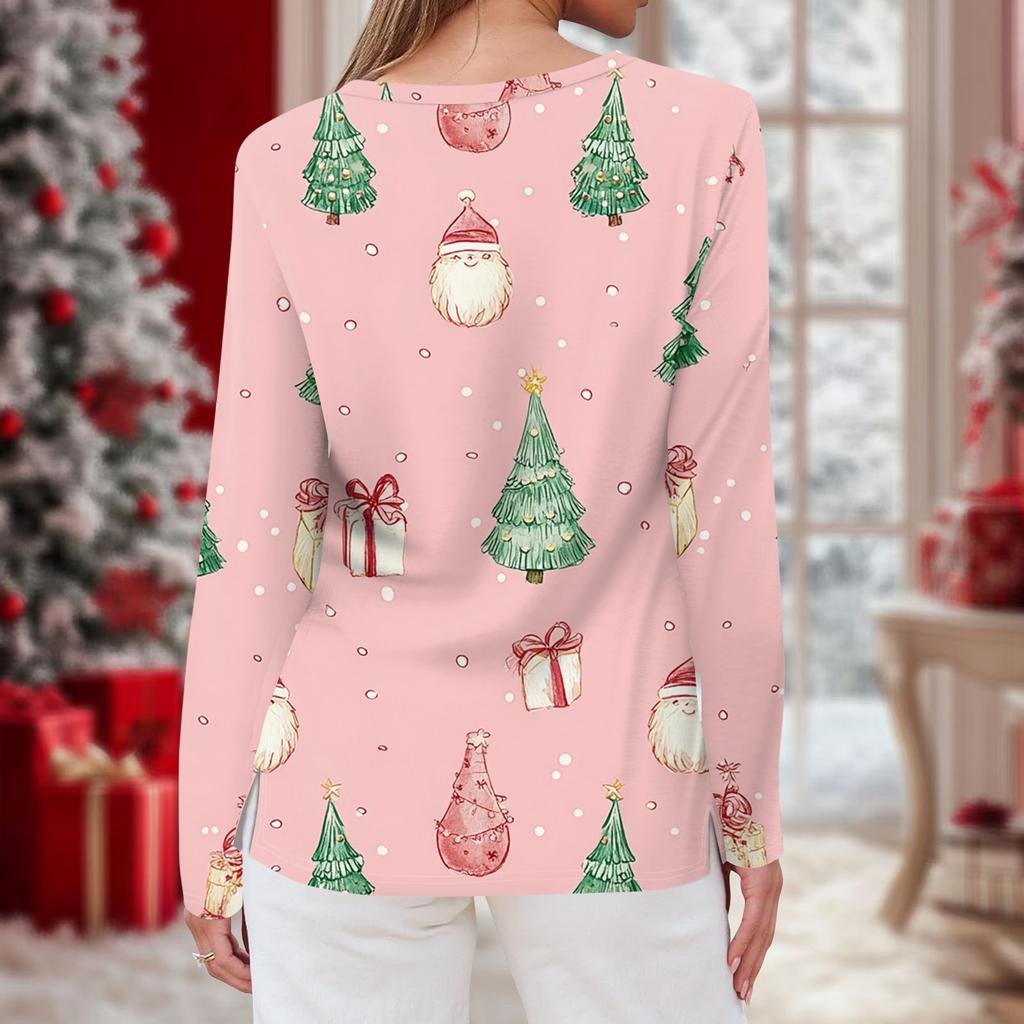 Women's Daily Casual Long-sleeved Printed O-neck Top