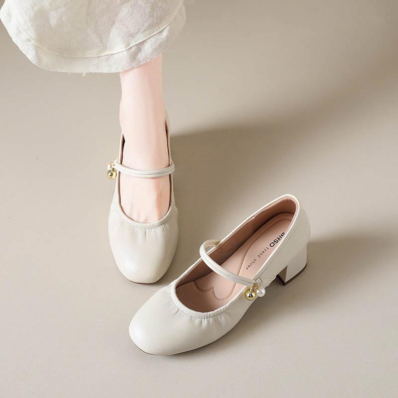Fashion 2025 The Spring Luxury Pleated Designer Square Toe Coarse-heeled Shoes Outdoor Casual and Comfortable Women's Mary Jane Shoes