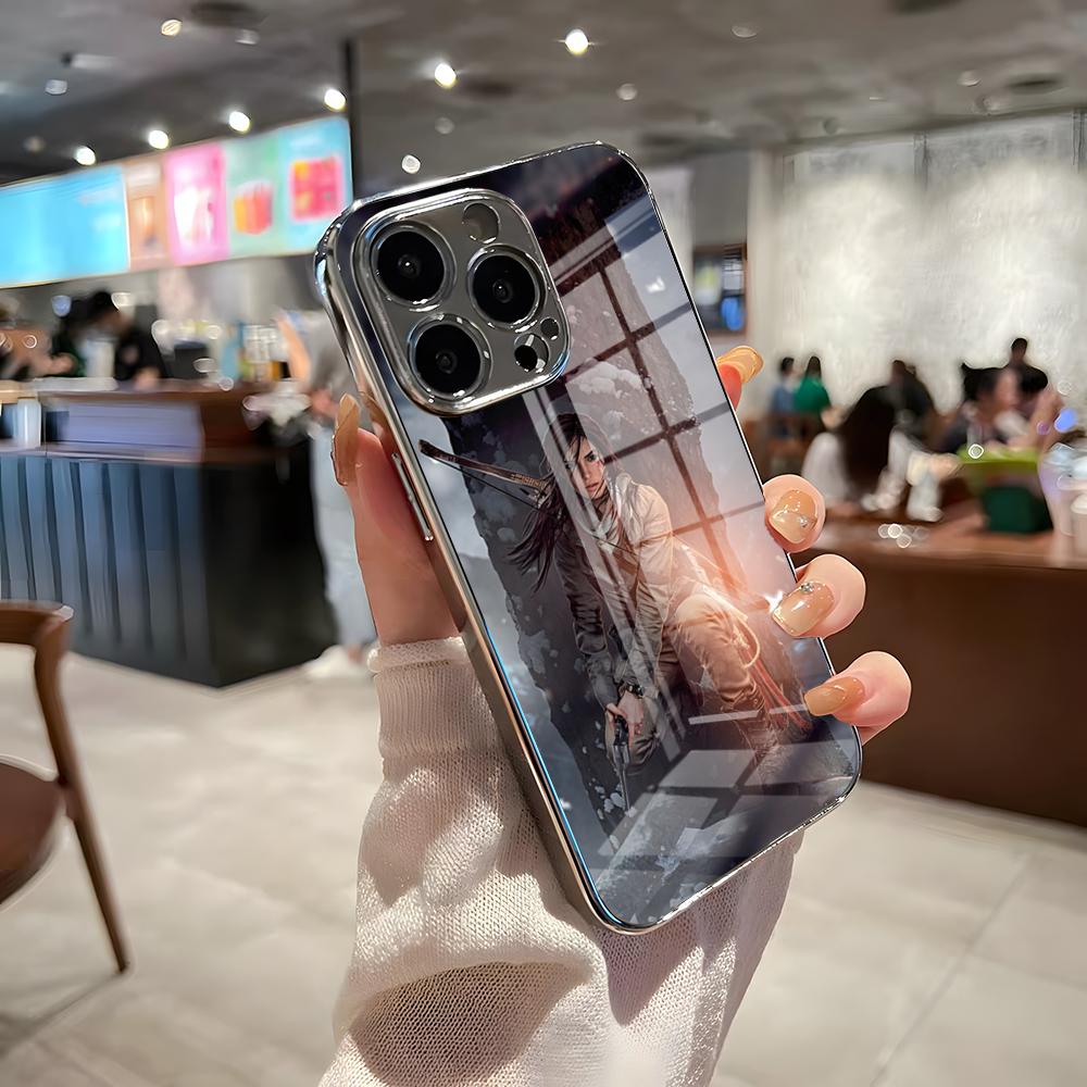 

Tomb Raider Game Phone Case For IPhone 17 Pro Max 15 Pro 16 14 Plus 12 13 Mini 11 Pro Shockproof Electroplated Glass Cover iPhone 13 Pro