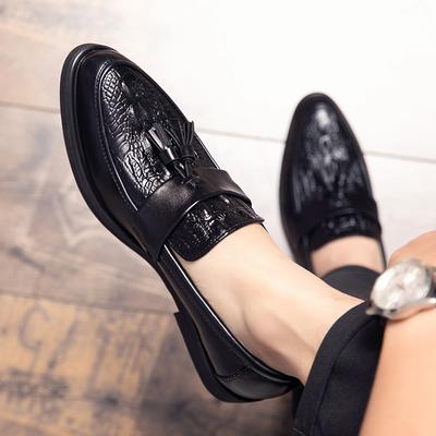 Fashion Mens Genuine Leather Shoes New Casual Shoes Business Men Slip-on Shoes Crocodile Pattern Loafers Handmade Driving Flats