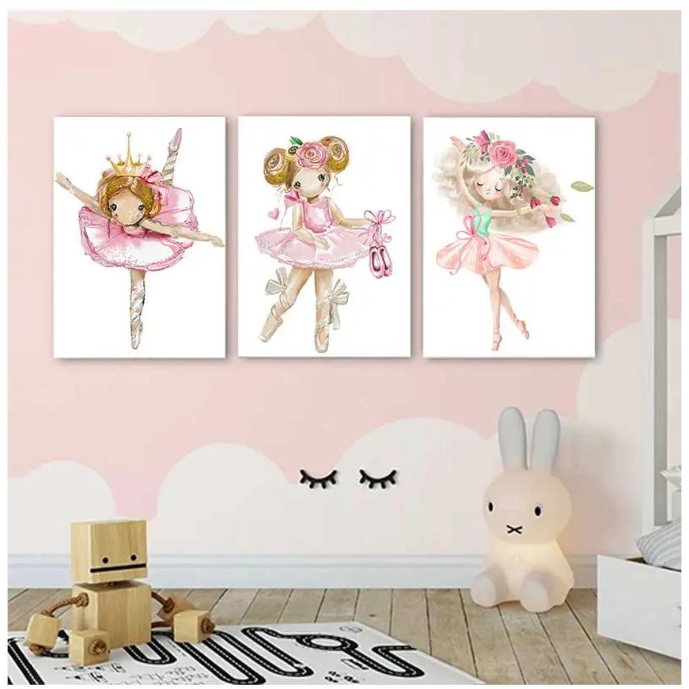 Rabbit Unicorn Nordic Posters And Prints Wall Art Canvas Painting Pictures Kids Room Decor Cute Ballet Girl Rose Flowers