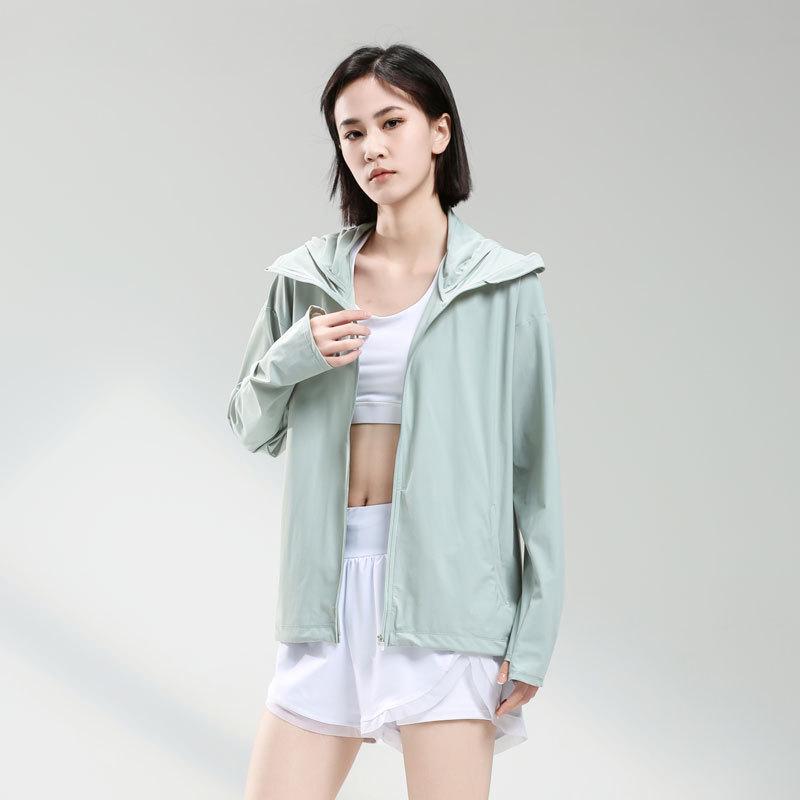 Women's Anti-UV Ice Silk Hooded Windbreaker - Breathable, Elastic, and Sun-Protective Summer Jacket for Climbing
