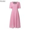 ZANZEA Women Elegant Summer Casual Short Sleeve Dress