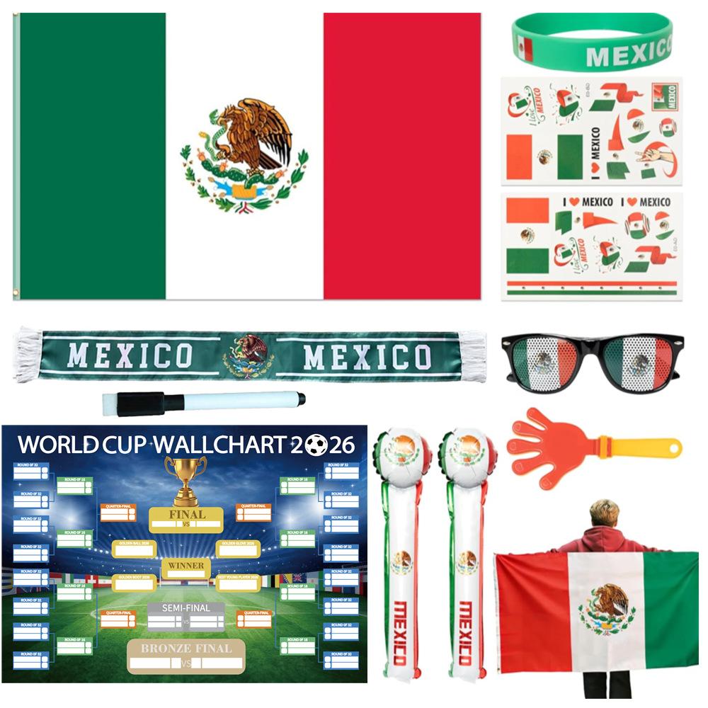 2026 World Cup Fan Kit Flags - 11-Pack Match Props - Party Poster Decorations