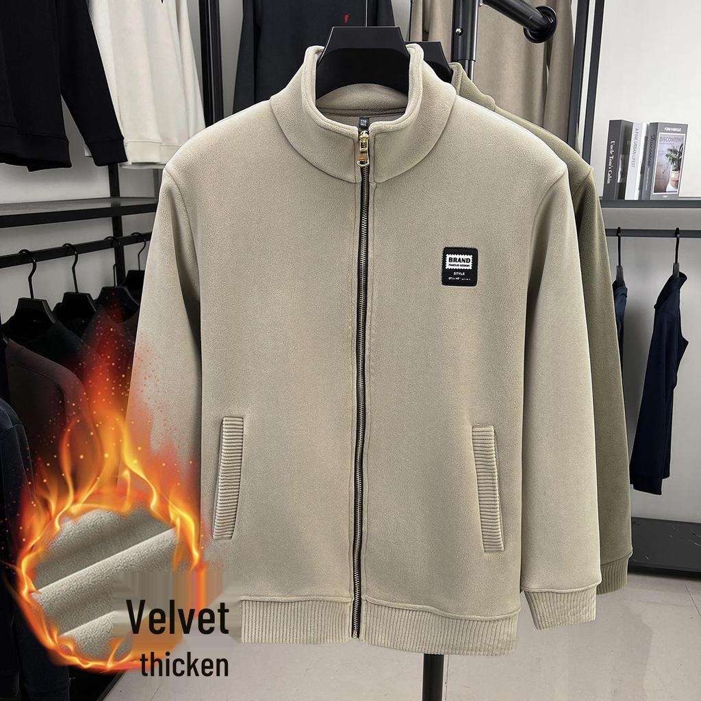 Men's 700g Double-Sided Sherpa Fleece Hoodie Jacket - Thickened Winter Warmth with Stand Collar & Zipper