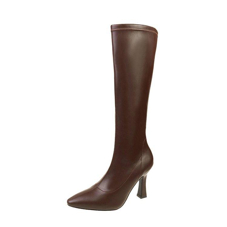 Fashion Sharp pointed high tube thin heel high-heeled boots for women simple comfortable versatile stylish height increasing boots