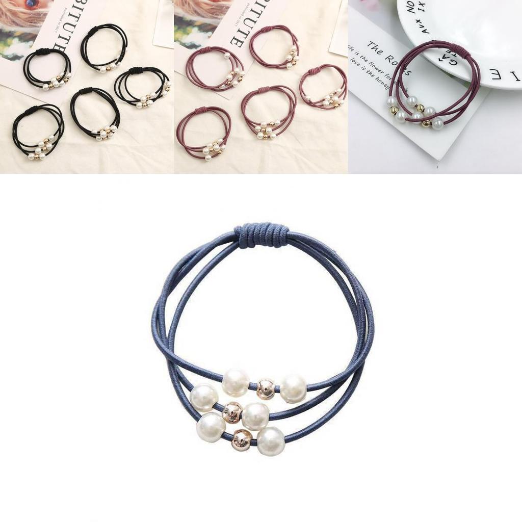 Korean Version Of The Three-strength Rubber Band High-elastic Pearl Head Rope For Women And Girls
