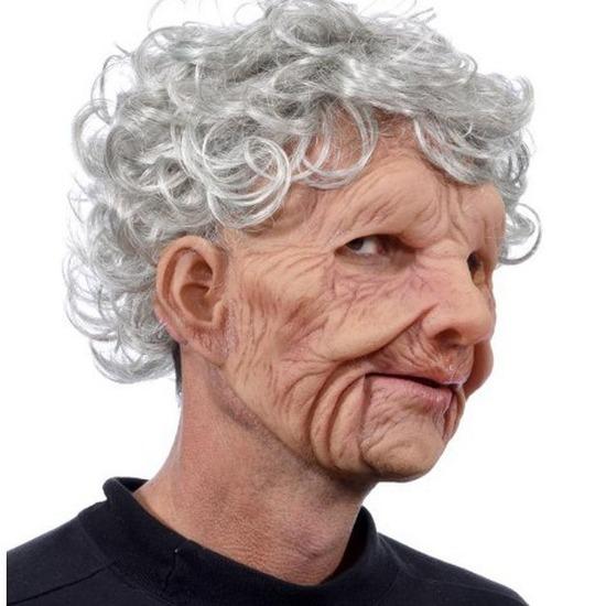 New product: Old lady and old man face mask wig, elderly mask, Halloween ghost face latex mask