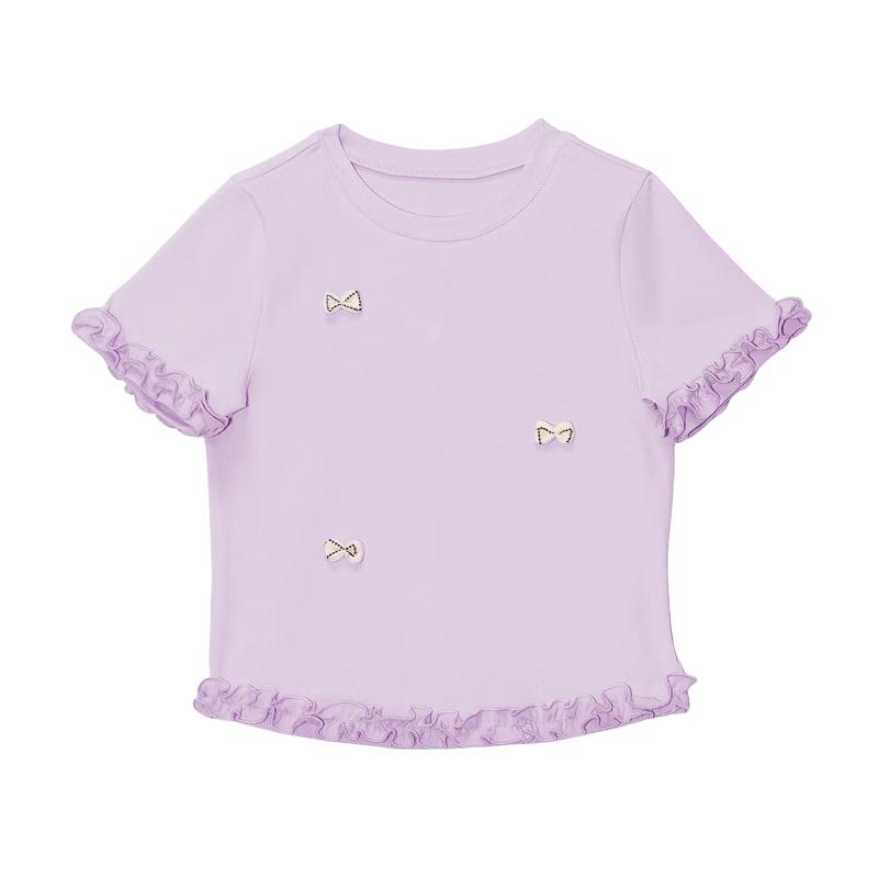 FULAMI Girls  Sweet Lace-Trim Short Sleeve T-Shirt 160