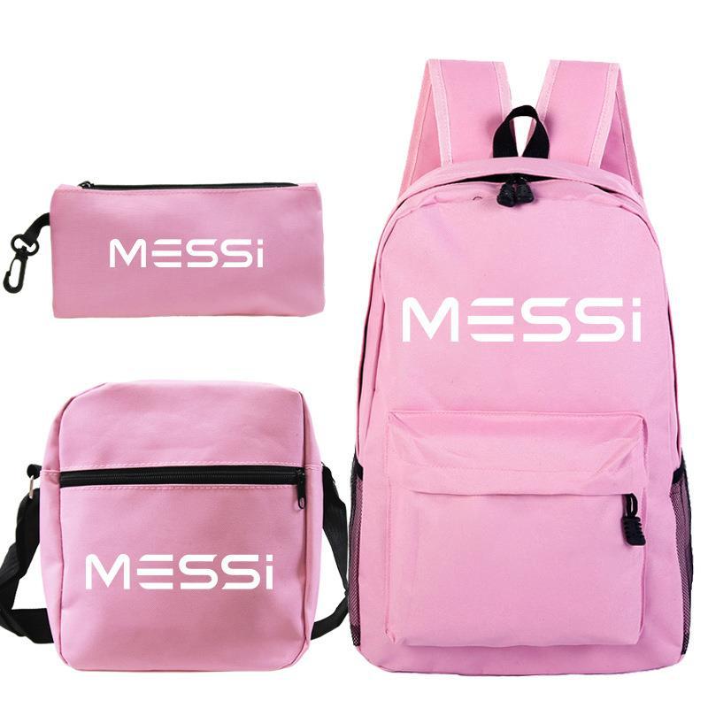 Football Star Cr7 Peripheral Backpack Student Schoolbag Shoulder Bag Pencil Bag Three-Piece Messenger Bag three-piece set