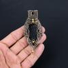 Black Tourmaline Gemstone Pure Copper Wire Wrapped Handmade Pendant Jewelry Gift