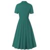 50S Swing Dresses Lapel Collar Short Sleeves Row of Buttons Work Business Office Lady Midi Dress Women's Casual Outfit