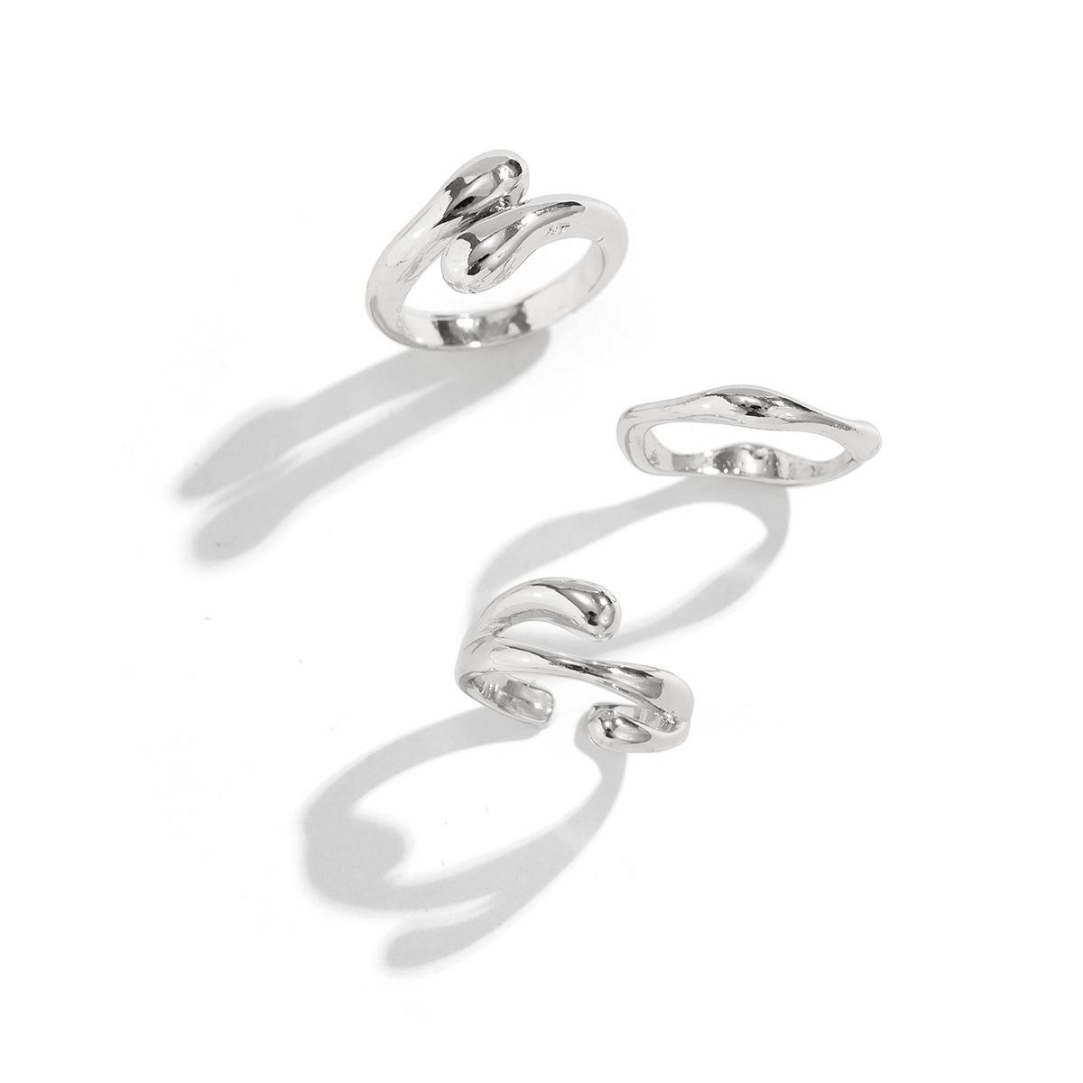 

Европейско-американский набор изогнутых обнимающих колец из жидкого металла для женщин