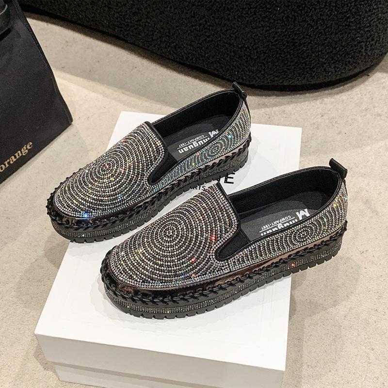 

Французские туфли со стразами на одной педали, женские, новинка 2024 года, повседневная обувь большого размера в стиле ретро, удобная 40