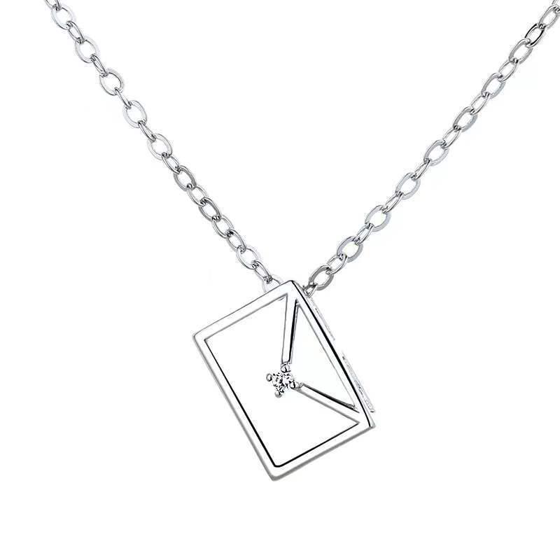 Beixi S925 Silver Envelope Necklace: Women's Simple, Versatile Clavicle Chain with Unique Design