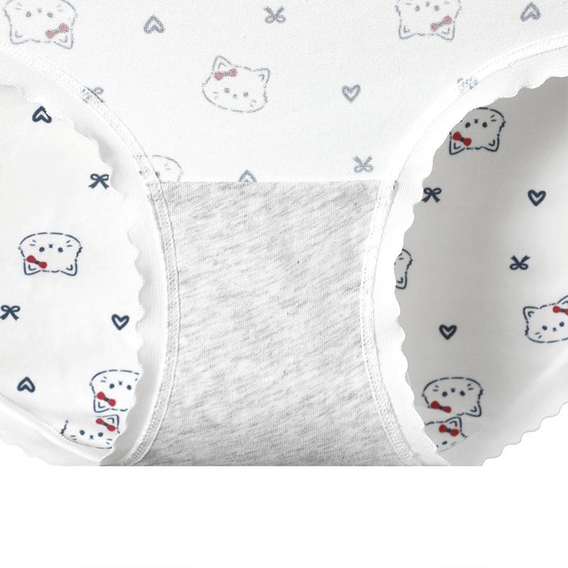 Fentenggan Xinjiang Cotton 10A Antibacterial 4-Pack 100% Cotton Crotch Cute Mid Waist Triangle Underwear for Women