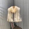 [Jeju Snow Realm] Autumn and winter new high-luxury whole leather real fox hair vertical strip collar stacked wearing vest jacket