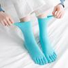 Women's Five-Finger Mid-Calf Cotton Socks - Solid Color, Odor-Resistant, Sweat-Absorbing, Ideal for Spring/Summer Sports.