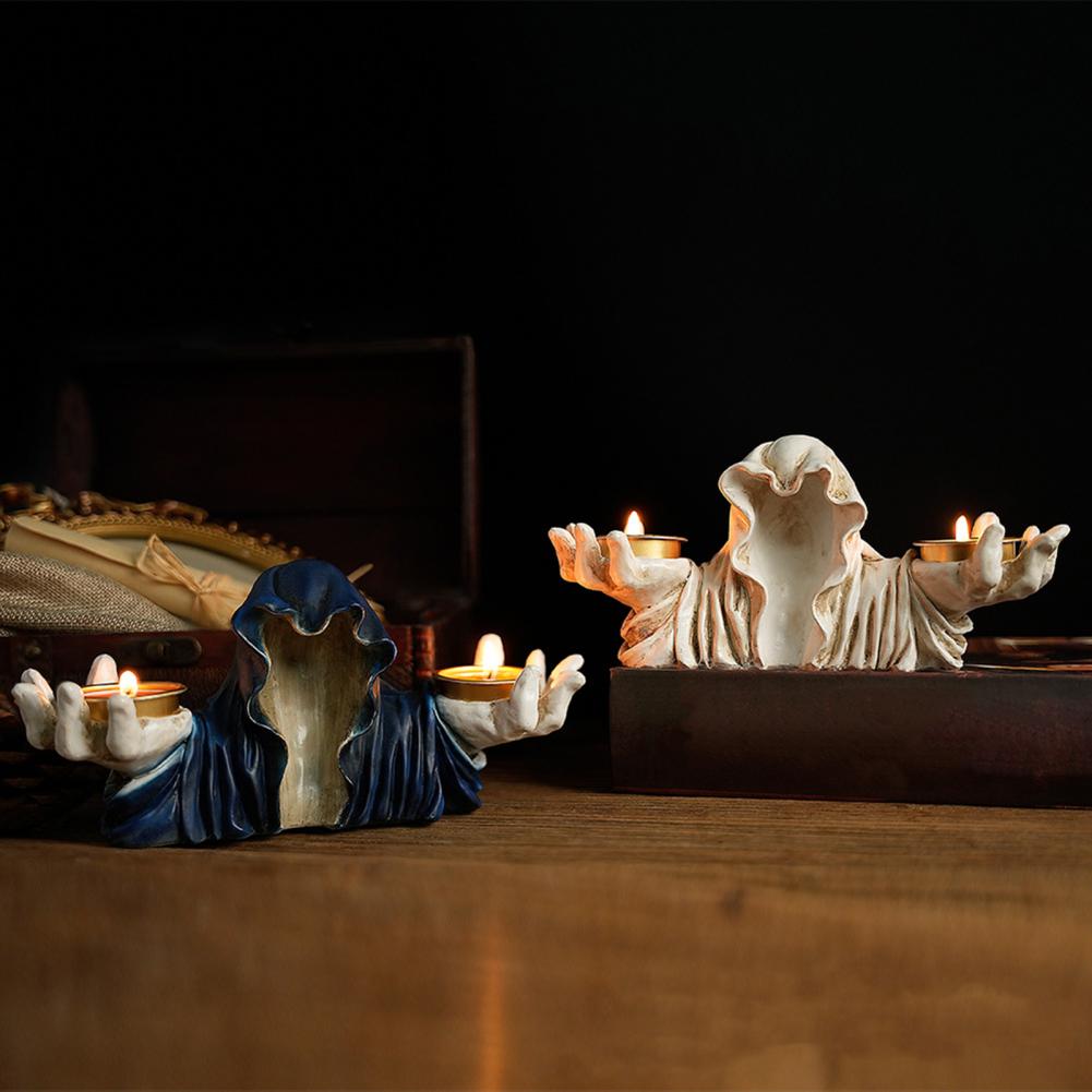 Halloween Candlestick Decoration Vintage Halloween Candle Holder Grim Reaper Candle Holder for Halloween Christmas Home Decor