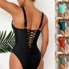 Nuovo costume da bagno intero slim conservativo tinta unita bikini da spiaggia vuoto schiena bellissima intero