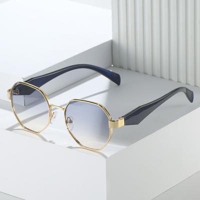 New Sunglasses Trendy Polygonal Metal Frame Sun Glasses Women Retro Sunshade Eyeglass for Vacation UV400 Luxury Brand Design