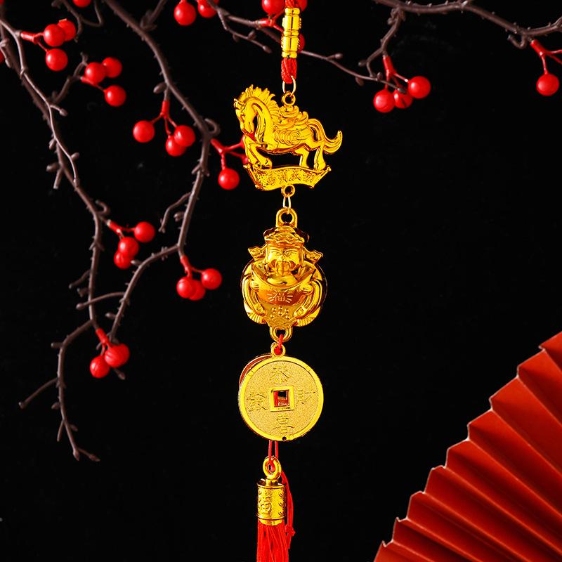 2026 Year Of The Horse Wall Hanging Car Ornament Chinese  Year Red Gold Pendant Lucky Decoration Housewarming Gifts
