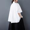 DIMANAF 2026 Dame Plus Size Ny Forår Sommer Bluse Print Kortærmet Afslappet Skjorte Løse Toppe Skjorter Bomuld