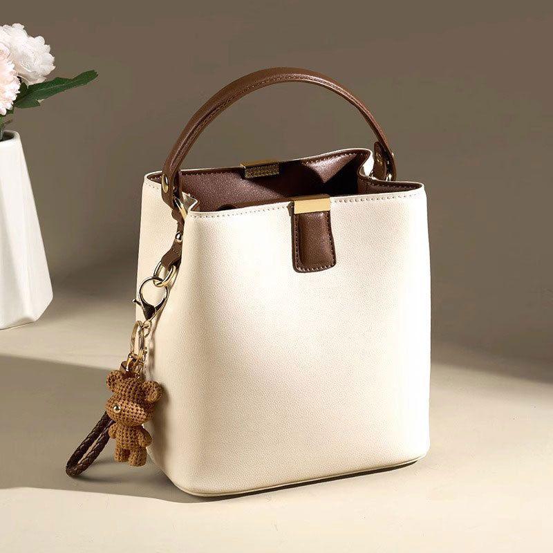 

Women s 2025 New Casual Crossbody Bucket Handbag - Small & Popular Summer Bag слоновая кость/белый